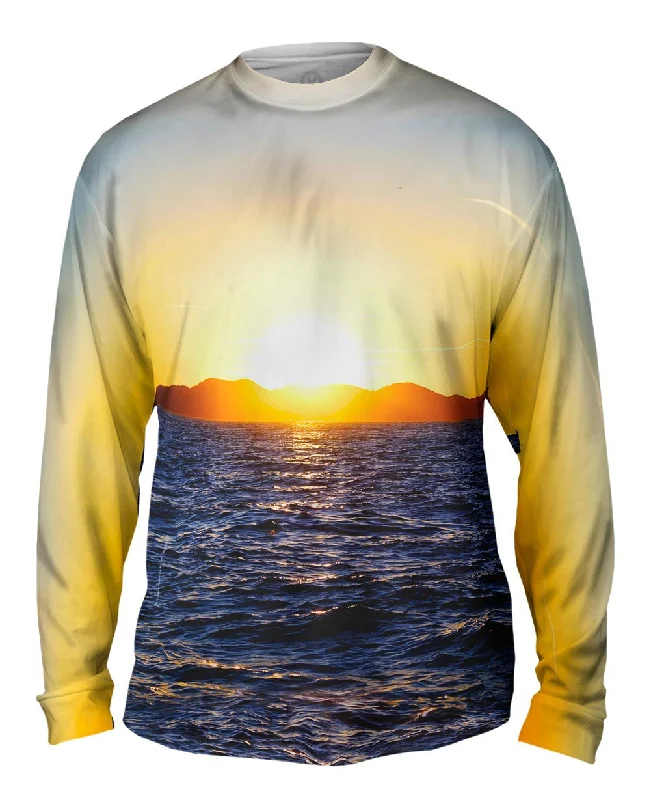 Zip-Up Long Sleeve-Mountain Sea Sunset