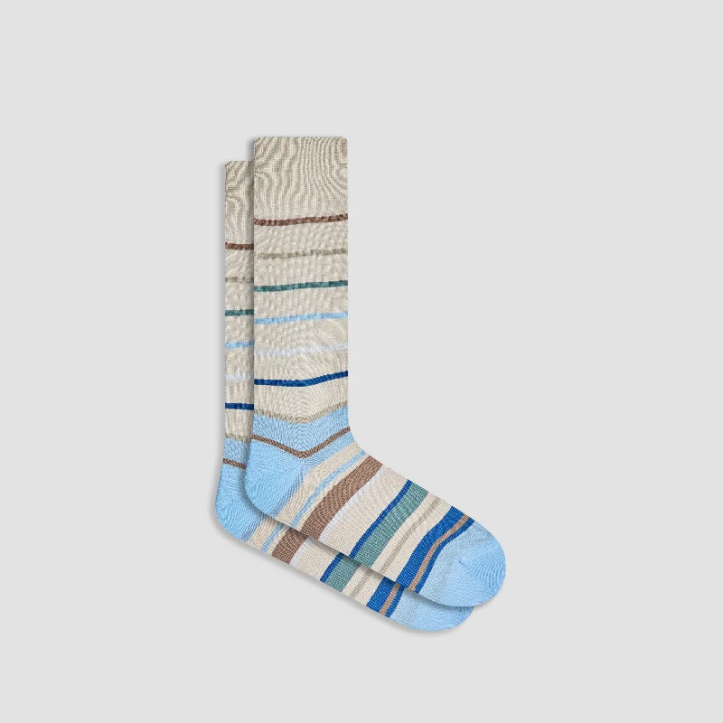 No-Show Running Socks-Striped Mid-Calf Socks