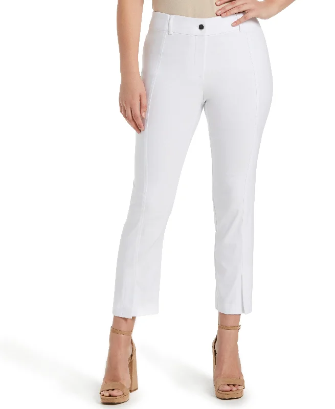 Denim Pants-Classic Fit Seamed Straight Leg Crop Pant with Vents