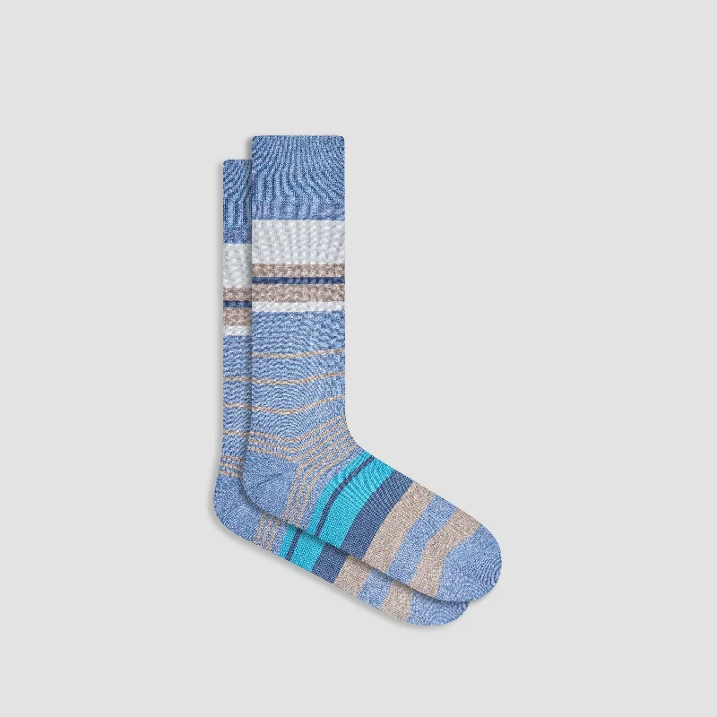 Running Crew Socks-Striped Mid-Calf Socks