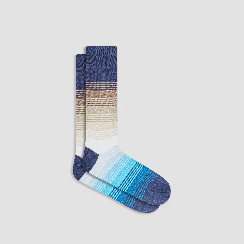 Slip-On Socks-Color Block Striped Mid-Calf Socks