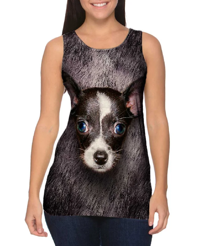 Floral Tank-Black Chihuahua Face