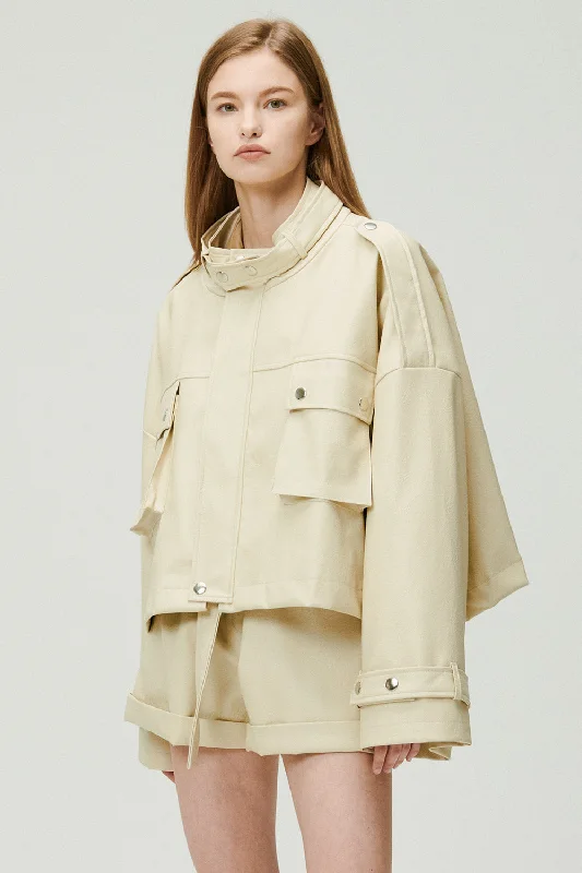 Fashion Jacket-Naomi Oversized Pleather Jacket