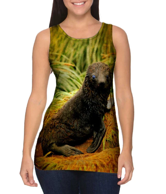 Patterned Tank-Black Grass Seal