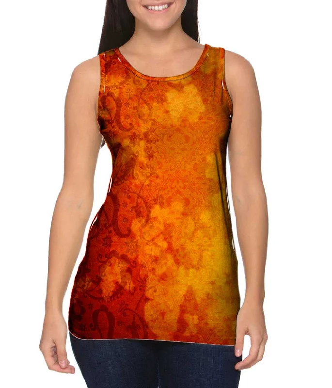 Tie Dye Tank-Bindi Indian Pattern Red Orange