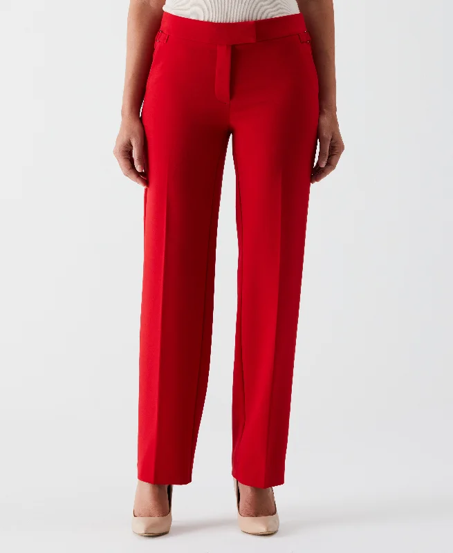 Dressy Pants-Petite Straight Leg Tab Pant