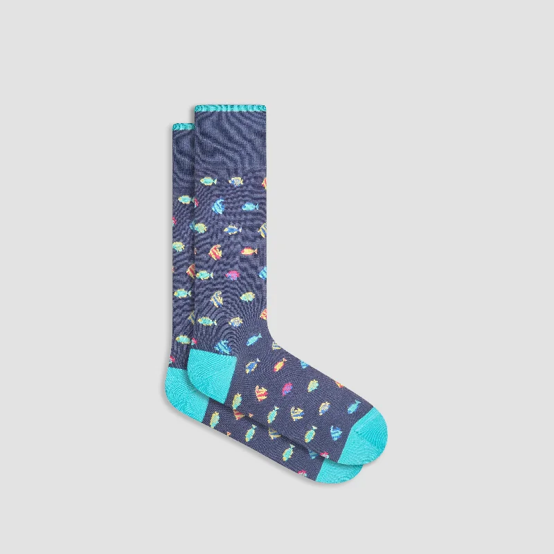 White Socks-Fish Mid-Calf Socks