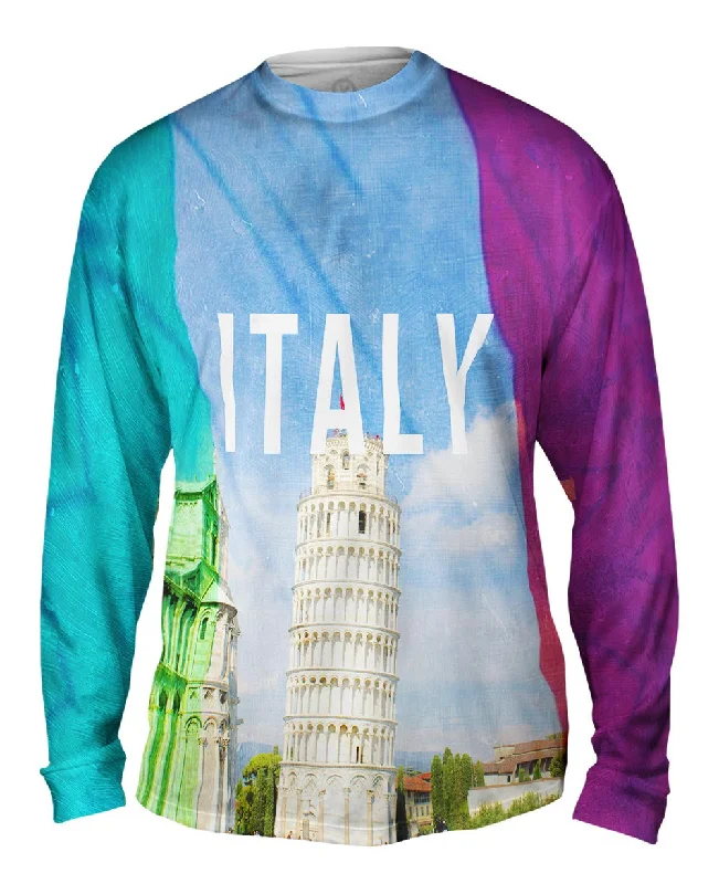 Henley Long Sleeve-Italy Pride Tower Of Pisa