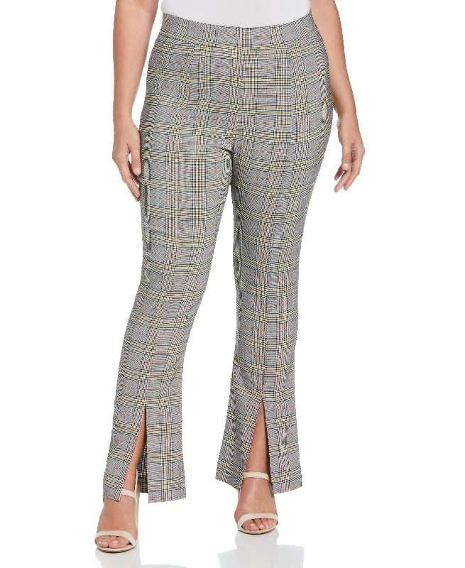 Colorblock Pants-Plus Size Slit Front Pull-On Pant