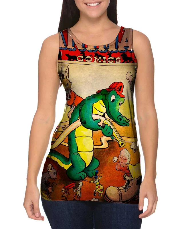 Fitted Tank-Alligator Fun Comic Retro