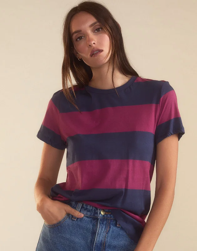 Round Neck T-Shirt-Striped Tee