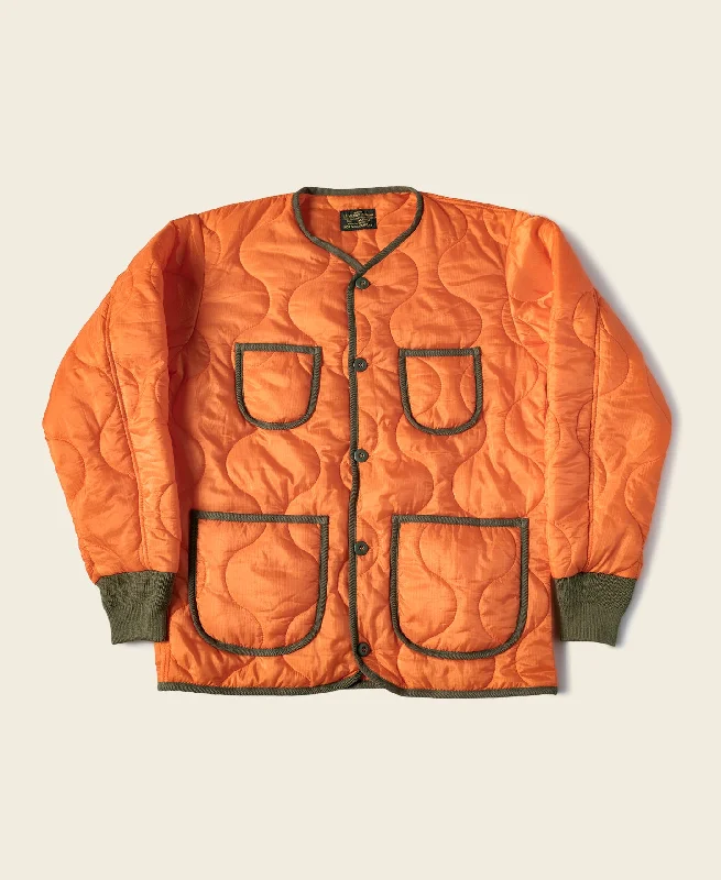 Breathable Jacket-Military Style Quilted Padded Ripstop Nylon Jacket - Orange