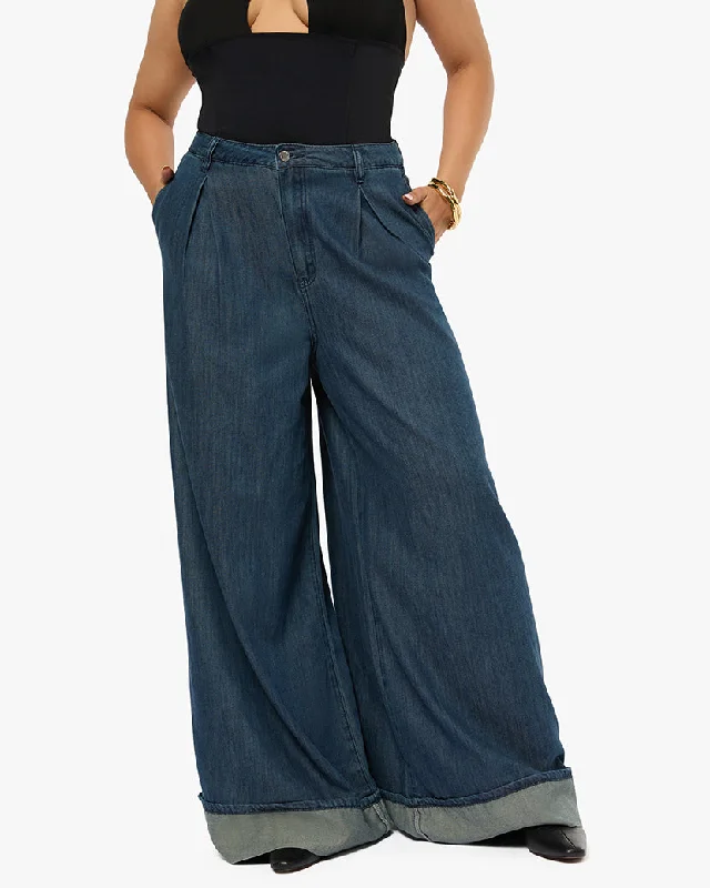 Eco-Friendly Pants-Pleated Wide Leg Jean