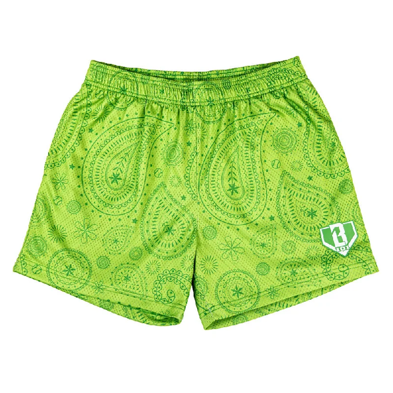 Running Shorts-Paisley Shorts - Green