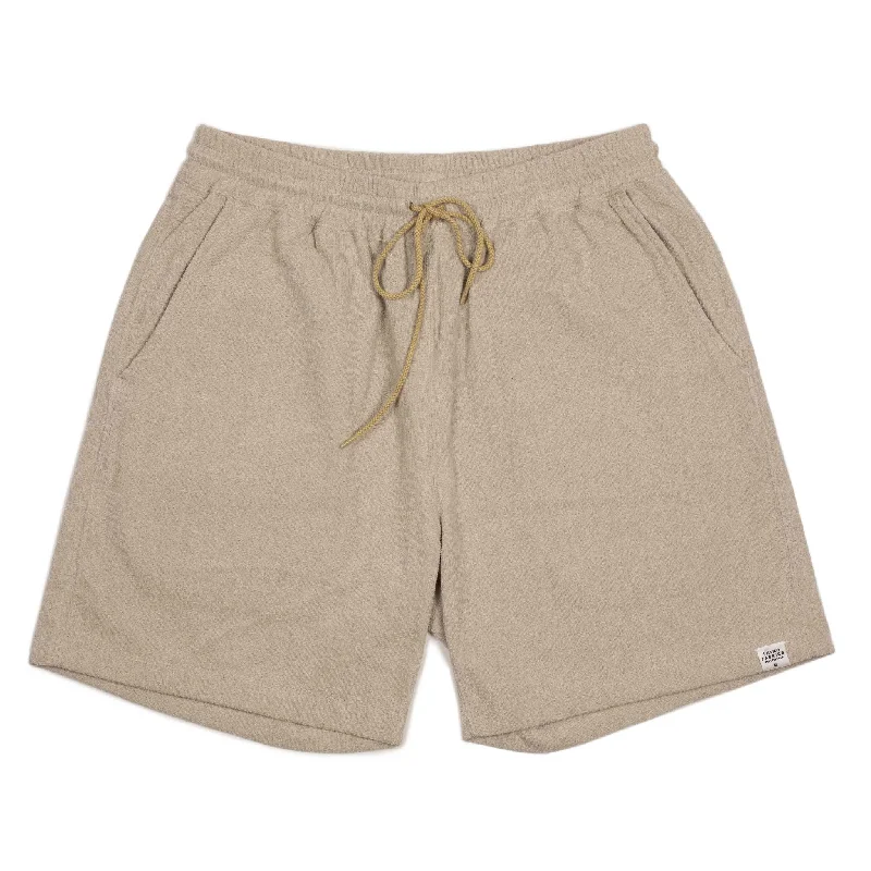 Golf Shorts-Relaxed terrycloth shorts in Beige cotton mix