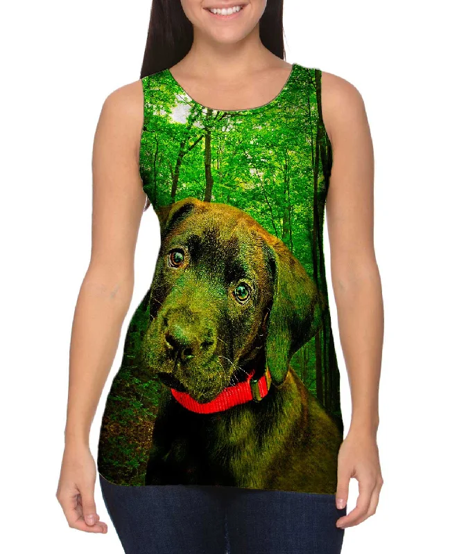 Layered Tank-Black Lab Forest