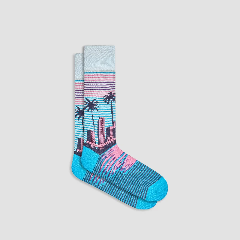 Padded Running Socks-Skyline Mid-Calf Socks