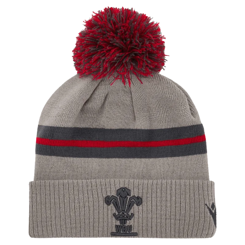 Tactical Hat-Wales Rugby Pom Pom Beanie 22/23 by Macron