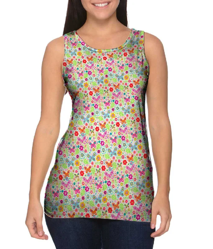 Graphic Tank-Butterfly Blossom Spring Red