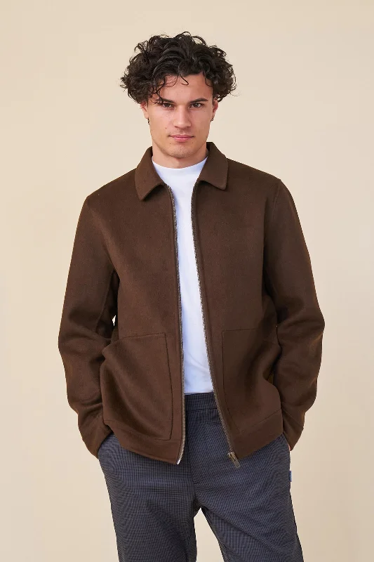 Pullover Jacket-WINDSOR WOOL JACKET - WALNUT