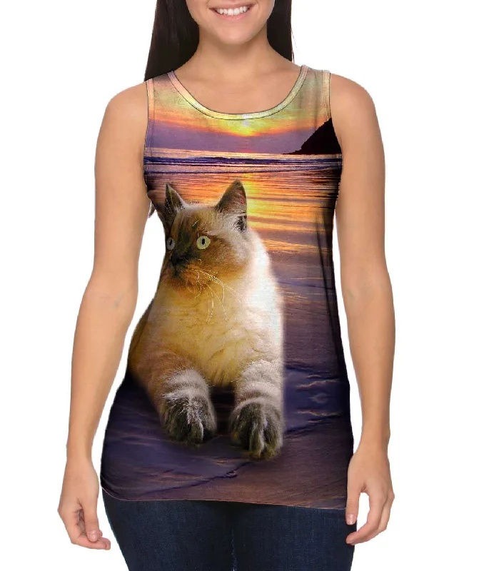 Tank Top-Beach Beauty Kitty Cat