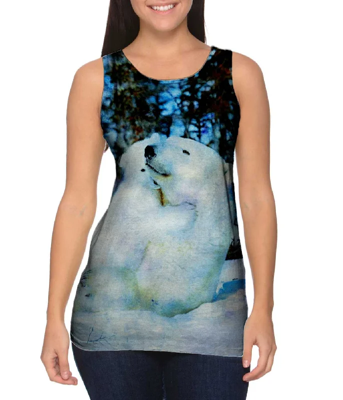 Racerback Tank-Blue Watercolor Polar Bear