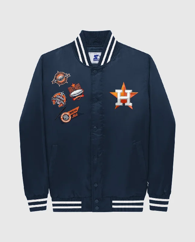 Leather Jacket-Houston Astros Varsity Satin Full-Snap Jacket