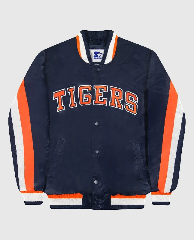 Oversized Jacket-Detroit Tigers Varsity Satin Full-Snap Ace Jacket