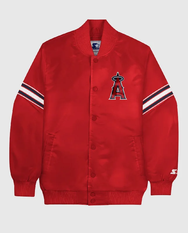 Winter Jacket-Los Angeles Angels Varsity Satin Full-Snap Jacket