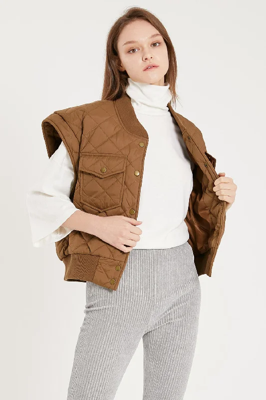 Military Jacket-Tanner Diamond Quilted Crop Vest