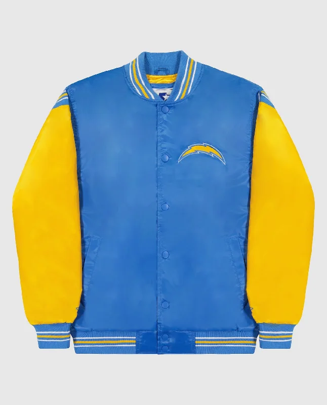 Holiday Jacket-Los Angeles Chargers Varsity Satin Full-Snap Jacket