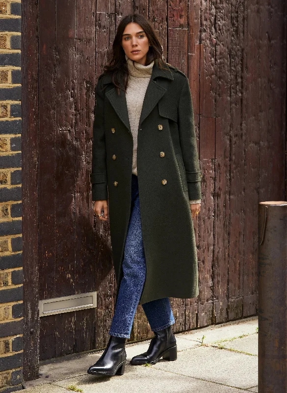 Casual Jacket-Ingrid Belted Wool Trench Coat