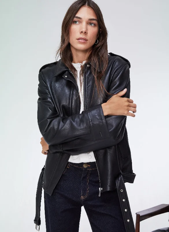 Breathable Jacket-Adelinda Leather Bomber