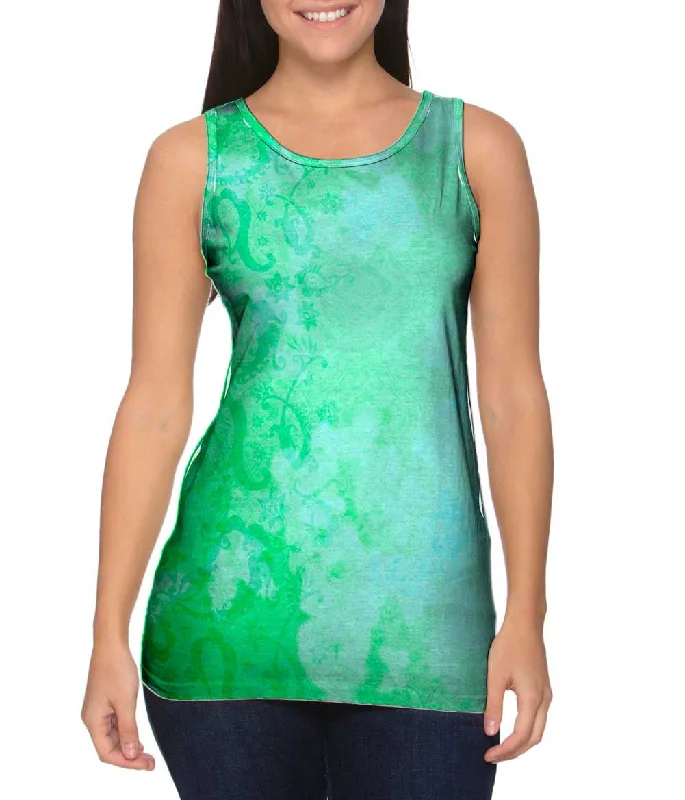 Printed Tank-Bindi Indian Pattern Green Turquoise