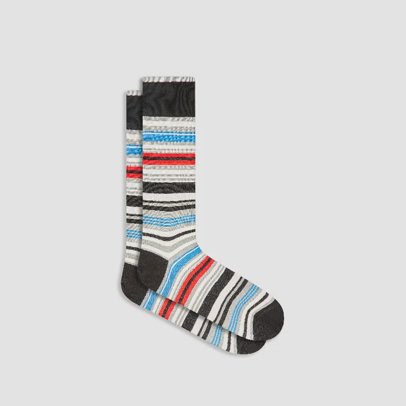 Merino Wool Socks-Striped Mid-Calf Socks