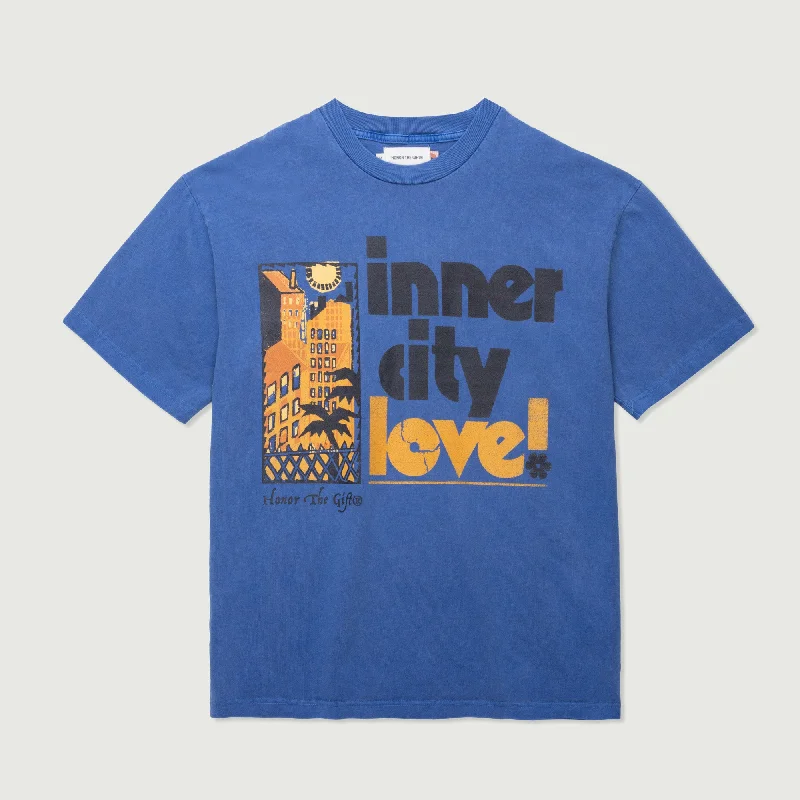 V Neck T-Shirt-Inner City Love 2.0 T-Shirt - Blue