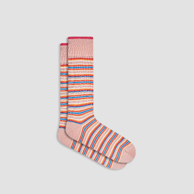 Wool Hiking Socks-Striped Mid-Calf Socks