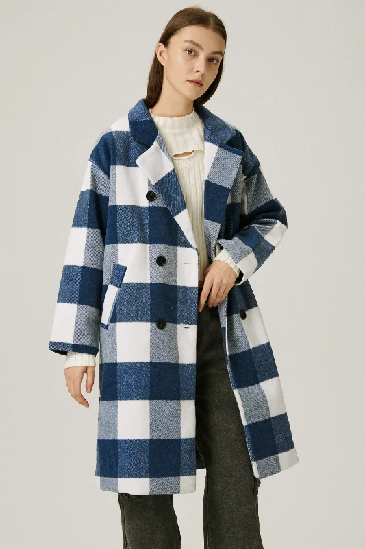 Golf Jacket-Dolly Double Breasted Coat in Plaid