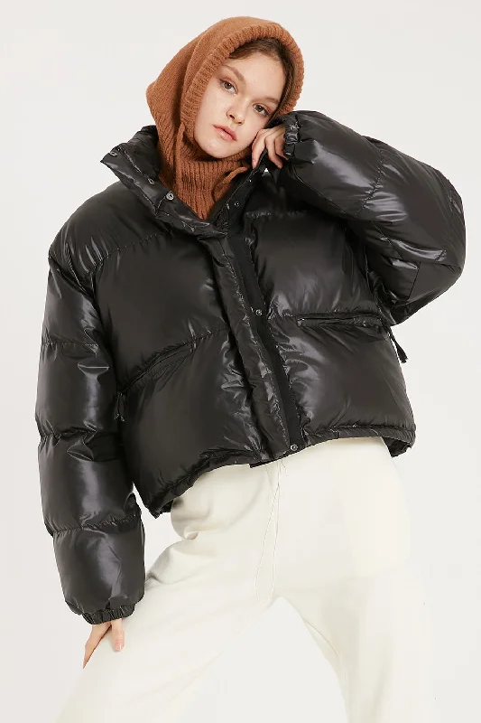 Utility Jacket-Harlow Faux Leather Puffer Jacket