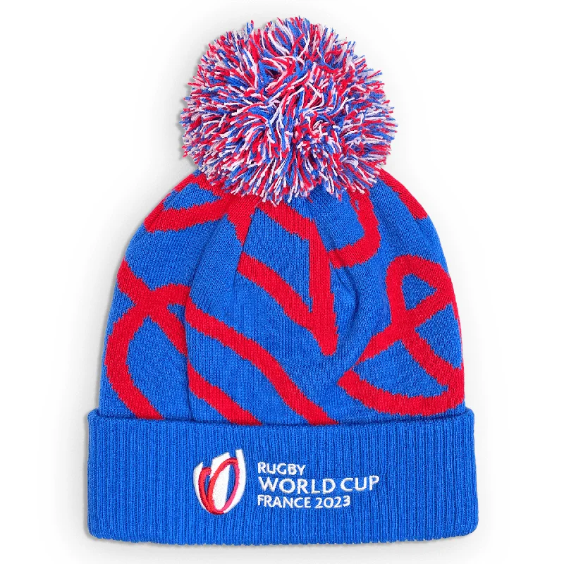 Wool Beanie-Rugby World Cup 23 France Royal/Red PomPom Beanie