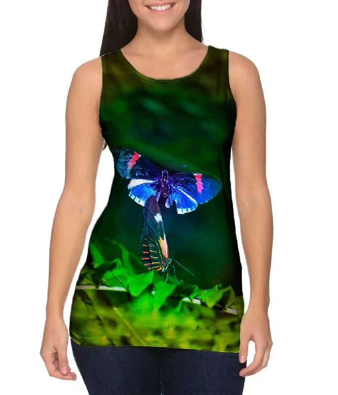 Aesthetic Tank-Blue And Pink Butterfly