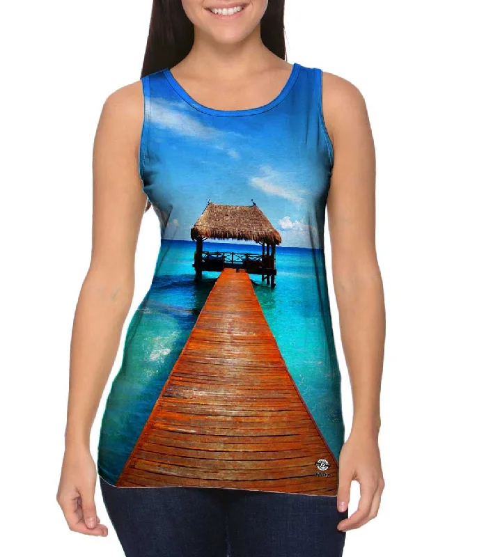 Zipper Tank-Blue Caribbean Sea