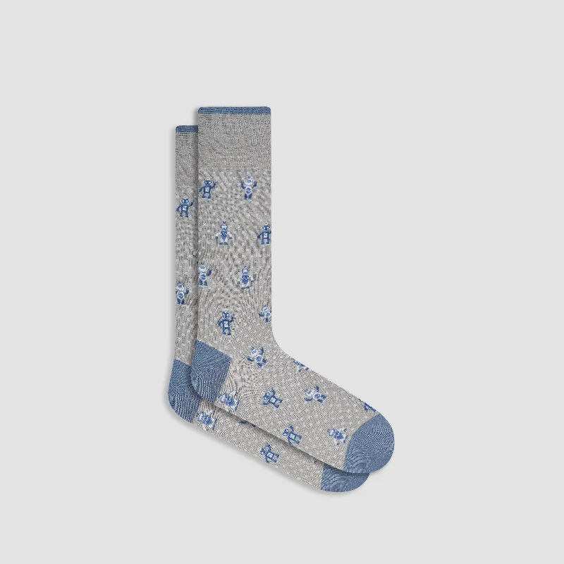 No Show Socks-Robot Mid-Calf Socks