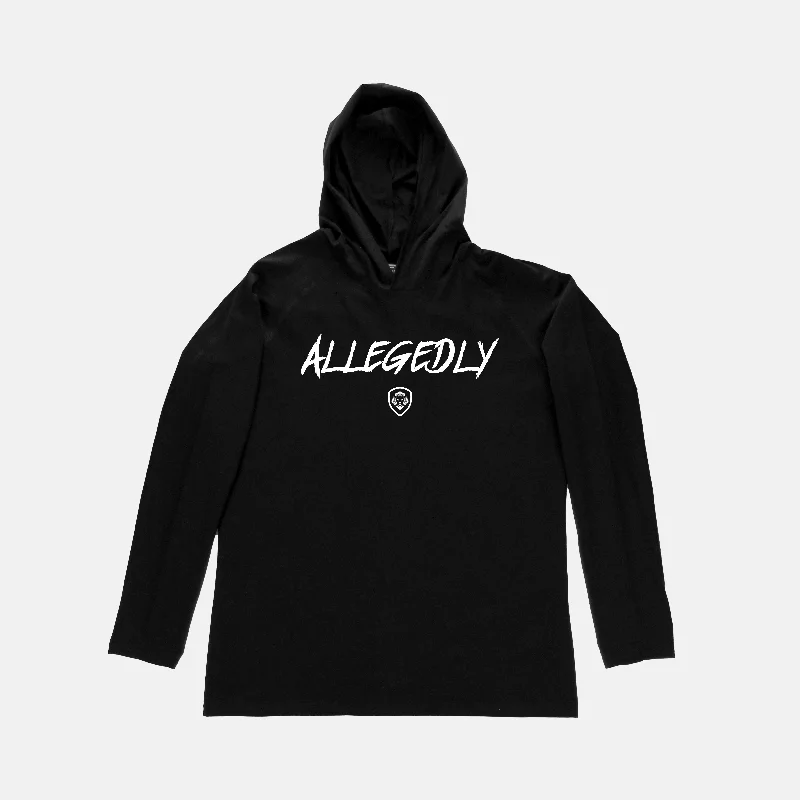 Streetwear Hoodie-Allegedly Black Long Sleeve Lightweight Performance Hoodie