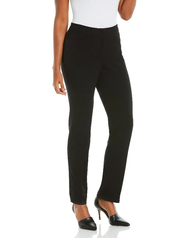 Jogger Pants-Petite Gabardine Straight Leg Pant - Curvy Fit