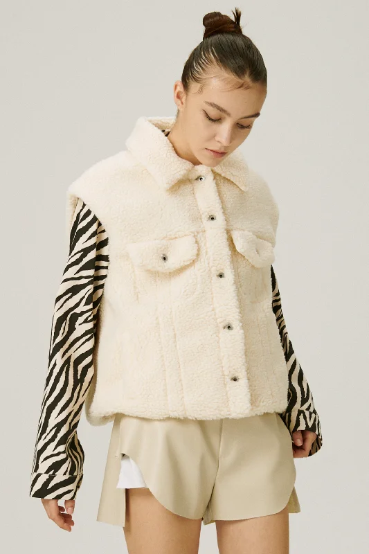 Baseball Team Jacket-Cleo Borg Teddy Vest