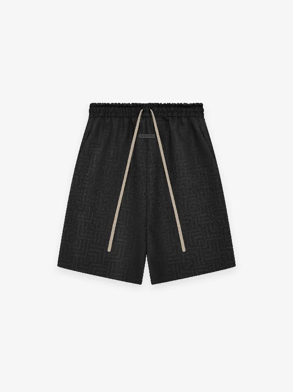 Pajama Shorts-Wool Jacquard Relaxed Short