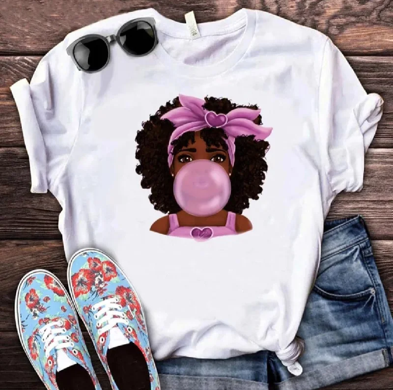 Waterproof T-Shirt-Girl blowing bubble t-shirt