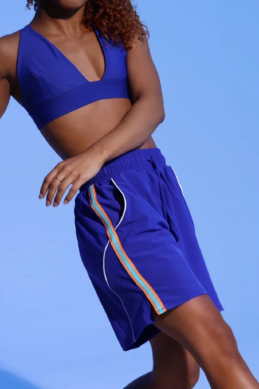 Elastic Waist Shorts-Disconnect Athletic Shorts - Indigo