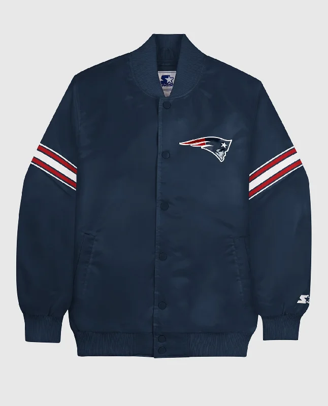 Baseball Jacket-New England Patriots Varsity Satin Full-Snap Jacket